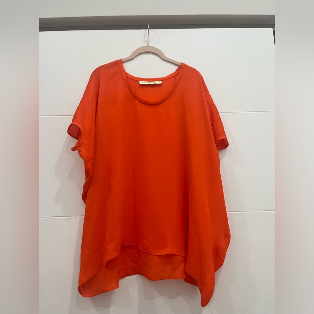 Ramy Brook Vibrant Orange Silk Blouse